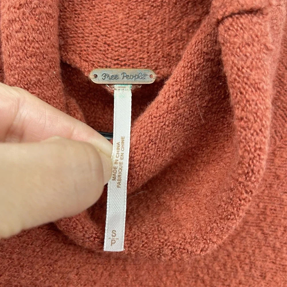 Free‎ People S Turtleneck Sweater Womens Rust Orange Ottoman Slouchy Knit